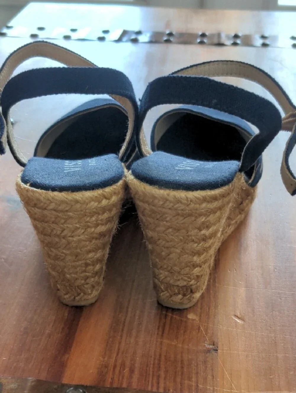 Viscata Navy Espadrille Wedge Sandals with Ankle Strap